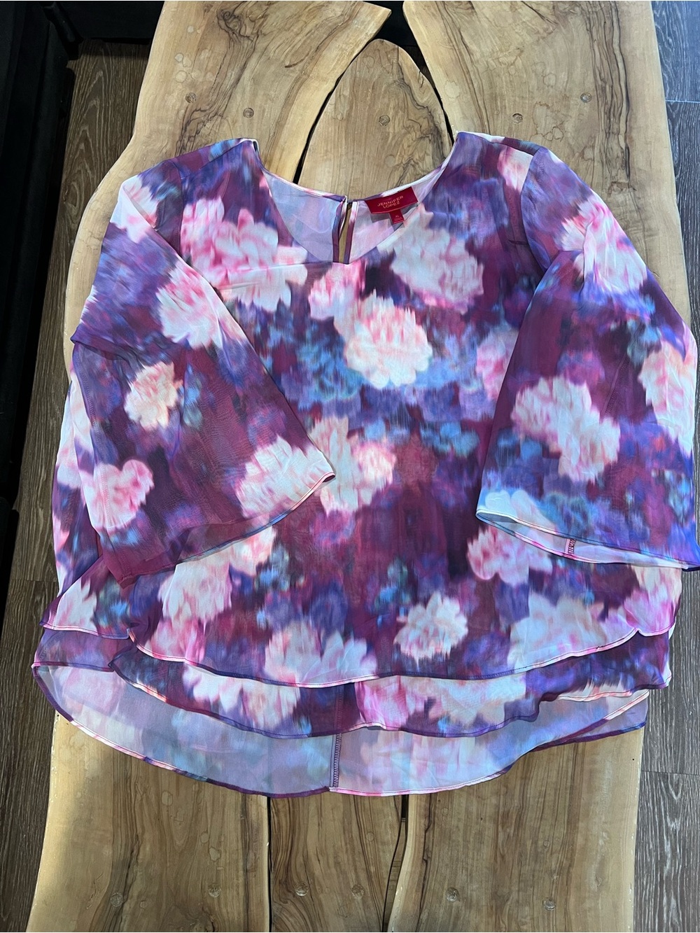 Jennifer Lopez Purple & Pink Floral V-Neck Tunic - Picture 7 of 8